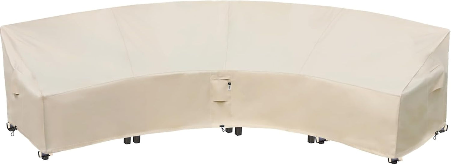 Heavy Duty Outdoor Sectional Sofa Cover, 120"X90" L-Shaped Waterproof 600D Patio Furniture Covers, Lawn Patio Couch Protector(Desert Khaki, L-Shaped-Right Facing-120 x90)