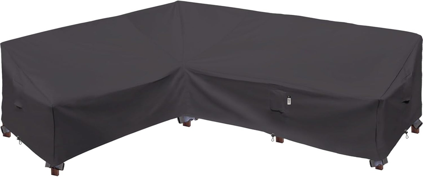 Heavy Duty Outdoor Sectional Sofa Cover, 120"X90" L-Shaped Waterproof 600D Patio Furniture Covers, Lawn Patio Couch Protector(Desert Khaki, L-Shaped-Right Facing-120 x90)