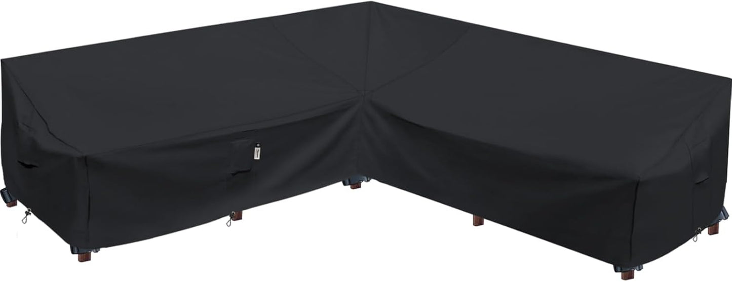 Heavy Duty Outdoor Sectional Sofa Cover, 120"X90" L-Shaped Waterproof 600D Patio Furniture Covers, Lawn Patio Couch Protector(Desert Khaki, L-Shaped-Right Facing-120 x90)