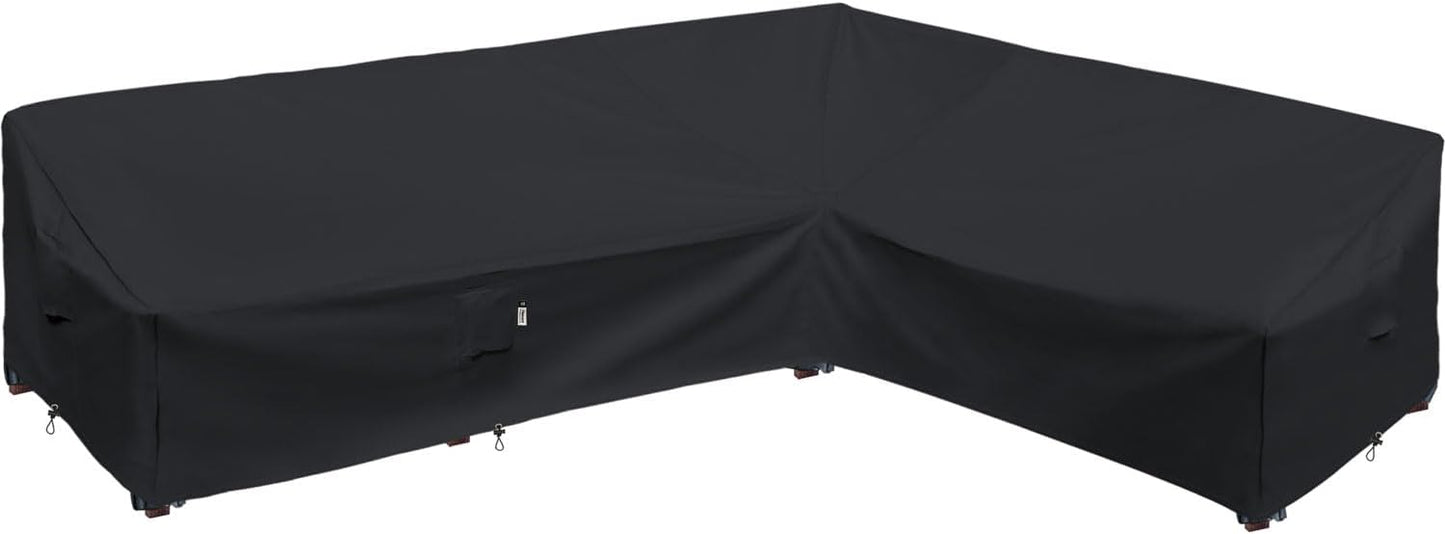 Heavy Duty Outdoor Sectional Sofa Cover, 120"X90" L-Shaped Waterproof 600D Patio Furniture Covers, Lawn Patio Couch Protector(Desert Khaki, L-Shaped-Right Facing-120 x90)