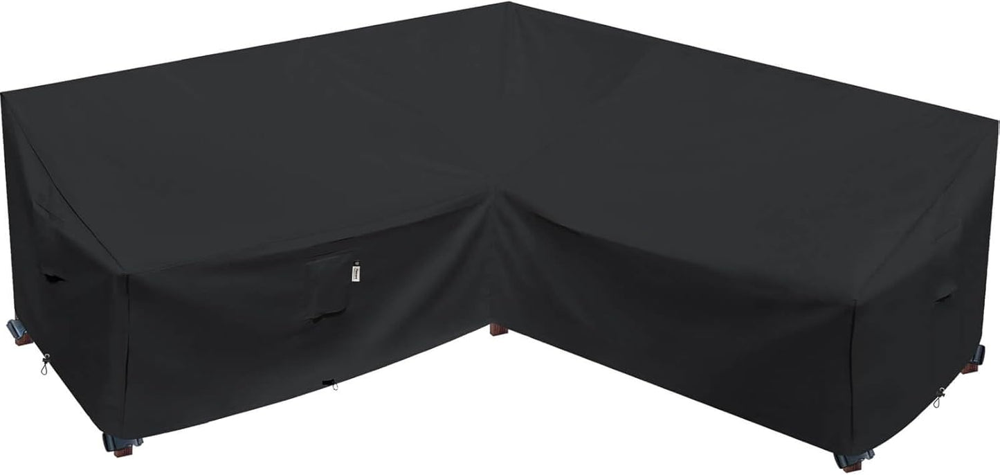 Heavy Duty Outdoor Sectional Sofa Cover, 120"X90" L-Shaped Waterproof 600D Patio Furniture Covers, Lawn Patio Couch Protector(Desert Khaki, L-Shaped-Right Facing-120 x90)