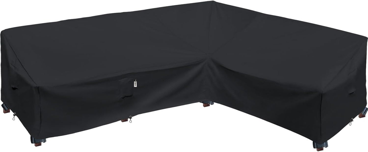 Heavy Duty Outdoor Sectional Sofa Cover, 120"X90" L-Shaped Waterproof 600D Patio Furniture Covers, Lawn Patio Couch Protector(Desert Khaki, L-Shaped-Right Facing-120 x90)