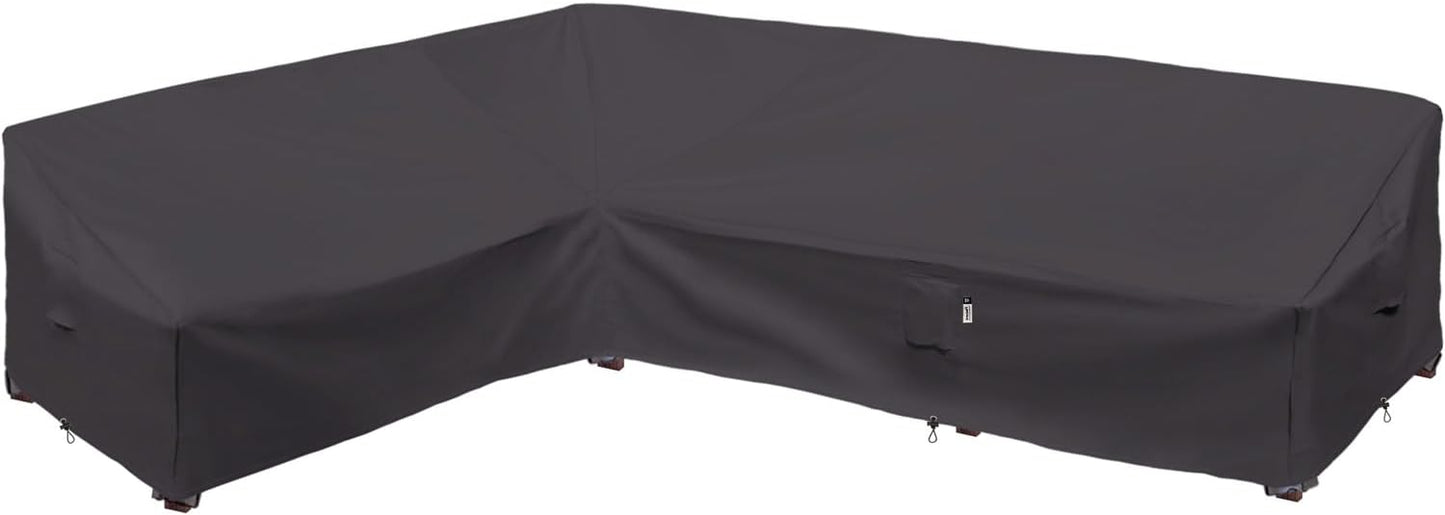 Heavy Duty Outdoor Sectional Sofa Cover, 120"X90" L-Shaped Waterproof 600D Patio Furniture Covers, Lawn Patio Couch Protector(Desert Khaki, L-Shaped-Right Facing-120 x90)