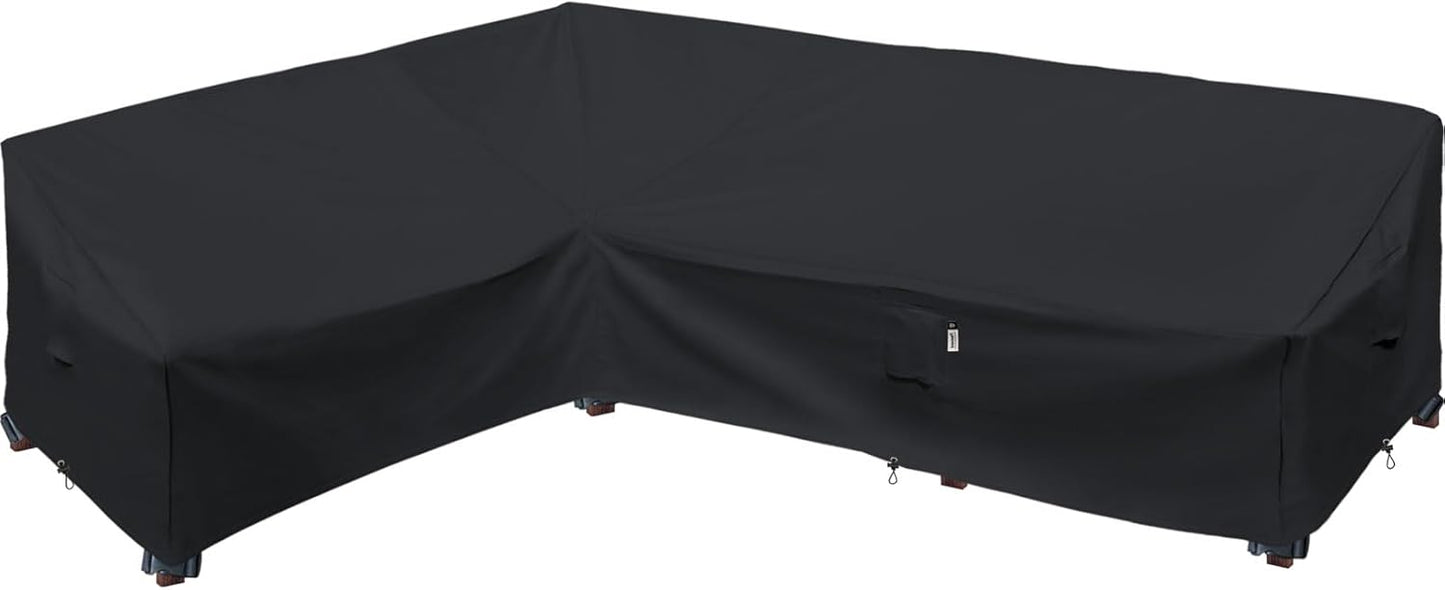 Heavy Duty Outdoor Sectional Sofa Cover, 120"X90" L-Shaped Waterproof 600D Patio Furniture Covers, Lawn Patio Couch Protector(Desert Khaki, L-Shaped-Right Facing-120 x90)