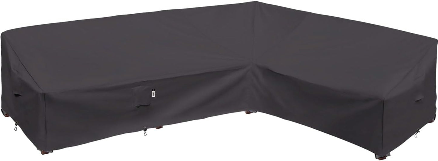 Heavy Duty Outdoor Sectional Sofa Cover, 120"X90" L-Shaped Waterproof 600D Patio Furniture Covers, Lawn Patio Couch Protector(Desert Khaki, L-Shaped-Right Facing-120 x90)