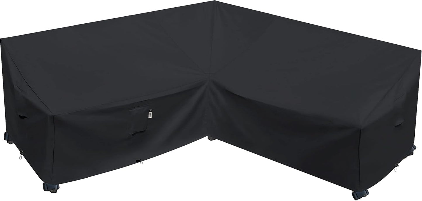 Heavy Duty Outdoor Sectional Sofa Cover, 120"X90" L-Shaped Waterproof 600D Patio Furniture Covers, Lawn Patio Couch Protector(Desert Khaki, L-Shaped-Right Facing-120 x90)