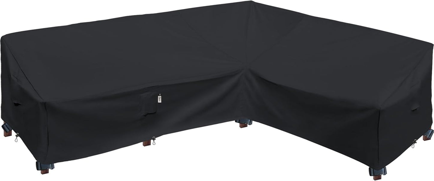 Heavy Duty Outdoor Sectional Sofa Cover, 120"X90" L-Shaped Waterproof 600D Patio Furniture Covers, Lawn Patio Couch Protector(Desert Khaki, L-Shaped-Right Facing-120 x90)