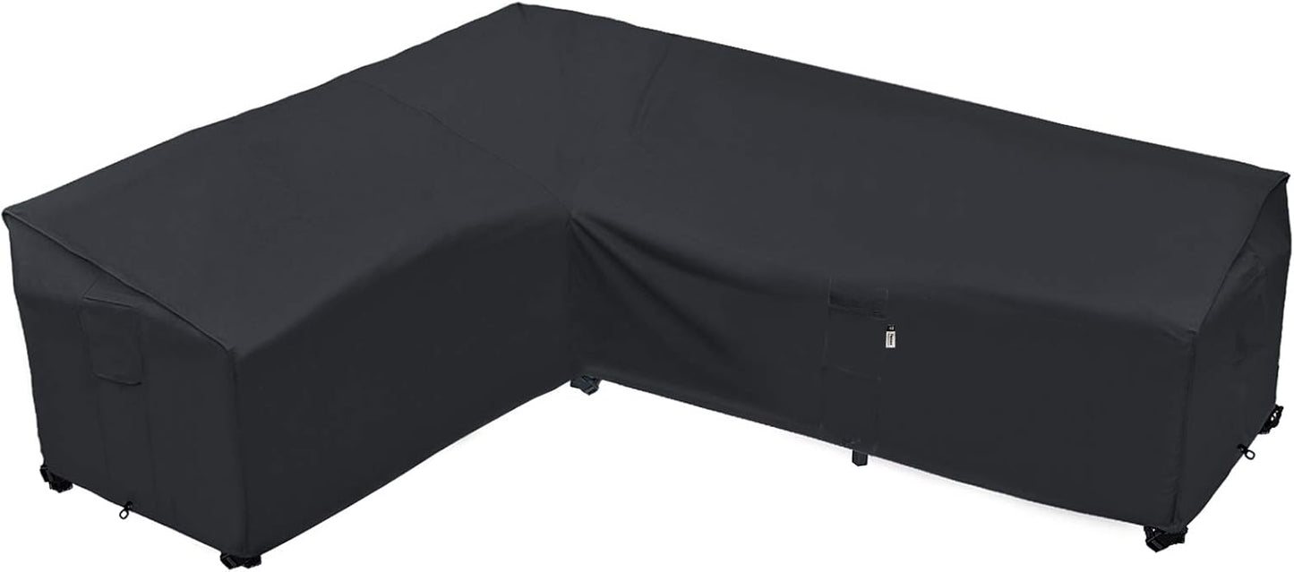 Heavy Duty Outdoor Sectional Sofa Cover, 120"X90" L-Shaped Waterproof 600D Patio Furniture Covers, Lawn Patio Couch Protector(Desert Khaki, L-Shaped-Right Facing-120 x90)