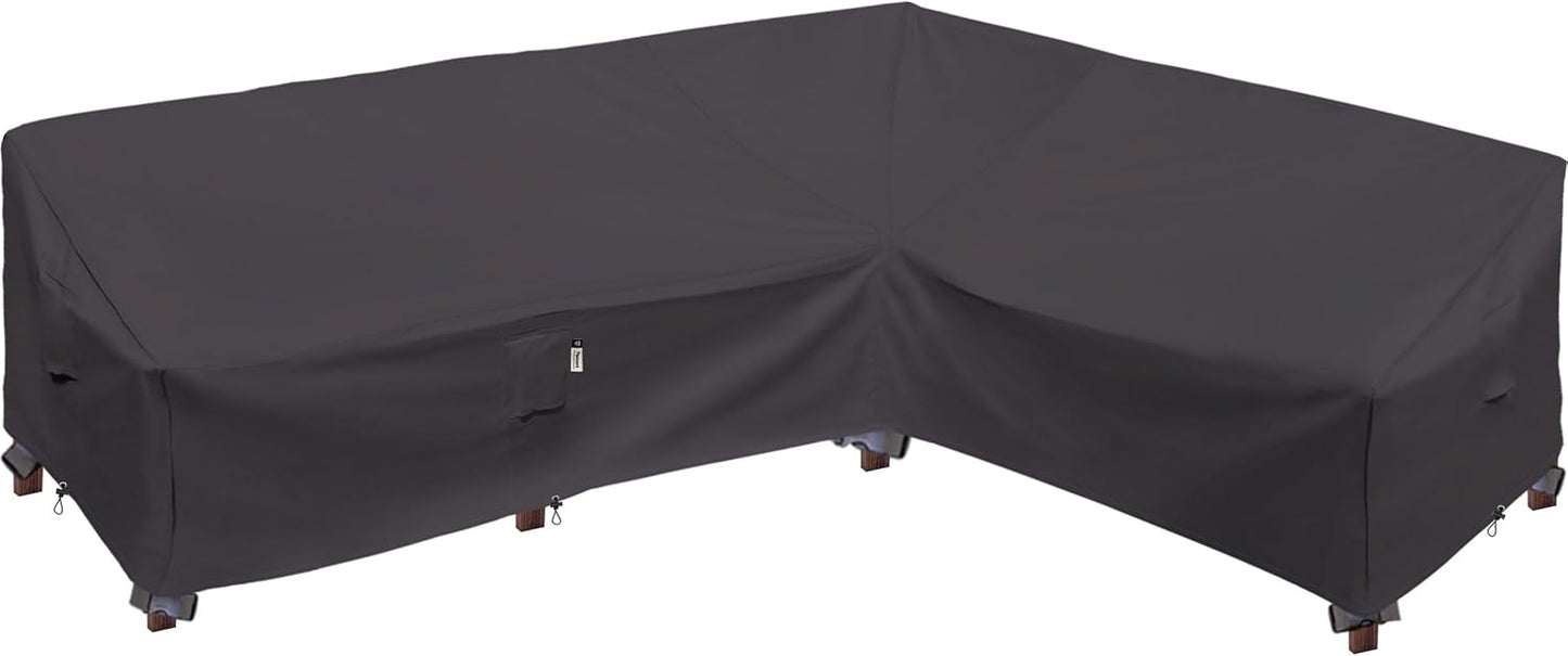 Heavy Duty Outdoor Sectional Sofa Cover, 120"X90" L-Shaped Waterproof 600D Patio Furniture Covers, Lawn Patio Couch Protector(Desert Khaki, L-Shaped-Right Facing-120 x90)