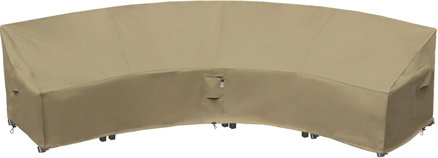 Heavy Duty Outdoor Sectional Sofa Cover, 120"X90" L-Shaped Waterproof 600D Patio Furniture Covers, Lawn Patio Couch Protector(Desert Khaki, L-Shaped-Right Facing-120 x90)