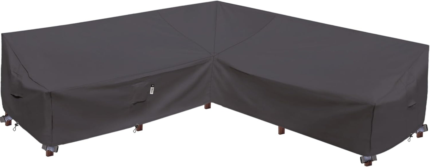 Heavy Duty Outdoor Sectional Sofa Cover, 120"X90" L-Shaped Waterproof 600D Patio Furniture Covers, Lawn Patio Couch Protector(Desert Khaki, L-Shaped-Right Facing-120 x90)