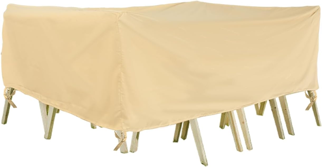 Outdoor Furniture Covers, Rectangular patio table cover, Waterproof for Outdoor patio set cover, Dining table cover, 180" W x 96" D x 36" H Grey