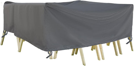Outdoor Furniture Covers, Rectangular patio table cover, Waterproof for Outdoor patio set cover, Dining table cover, 180" W x 96" D x 36" H Grey