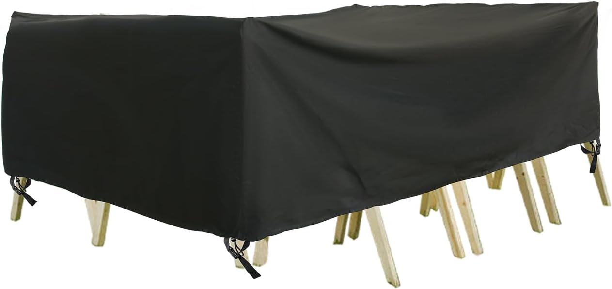 Outdoor Furniture Covers, Rectangular patio table cover, Waterproof for Outdoor patio set cover, Dining table cover, 180" W x 96" D x 36" H Grey