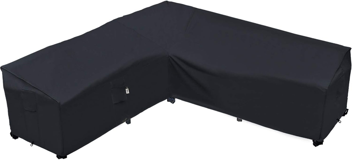 Heavy Duty Outdoor Sectional Sofa Cover, 120"X90" L-Shaped Waterproof 600D Patio Furniture Covers, Lawn Patio Couch Protector(Desert Khaki, L-Shaped-Right Facing-120 x90)