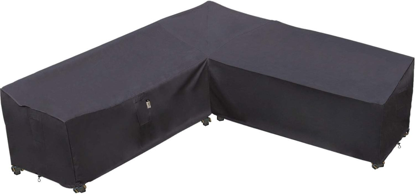 Heavy Duty Outdoor Sectional Sofa Cover, 120"X90" L-Shaped Waterproof 600D Patio Furniture Covers, Lawn Patio Couch Protector(Desert Khaki, L-Shaped-Right Facing-120 x90)
