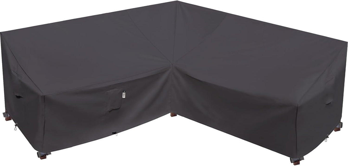 Heavy Duty Outdoor Sectional Sofa Cover, 120"X90" L-Shaped Waterproof 600D Patio Furniture Covers, Lawn Patio Couch Protector(Desert Khaki, L-Shaped-Right Facing-120 x90)