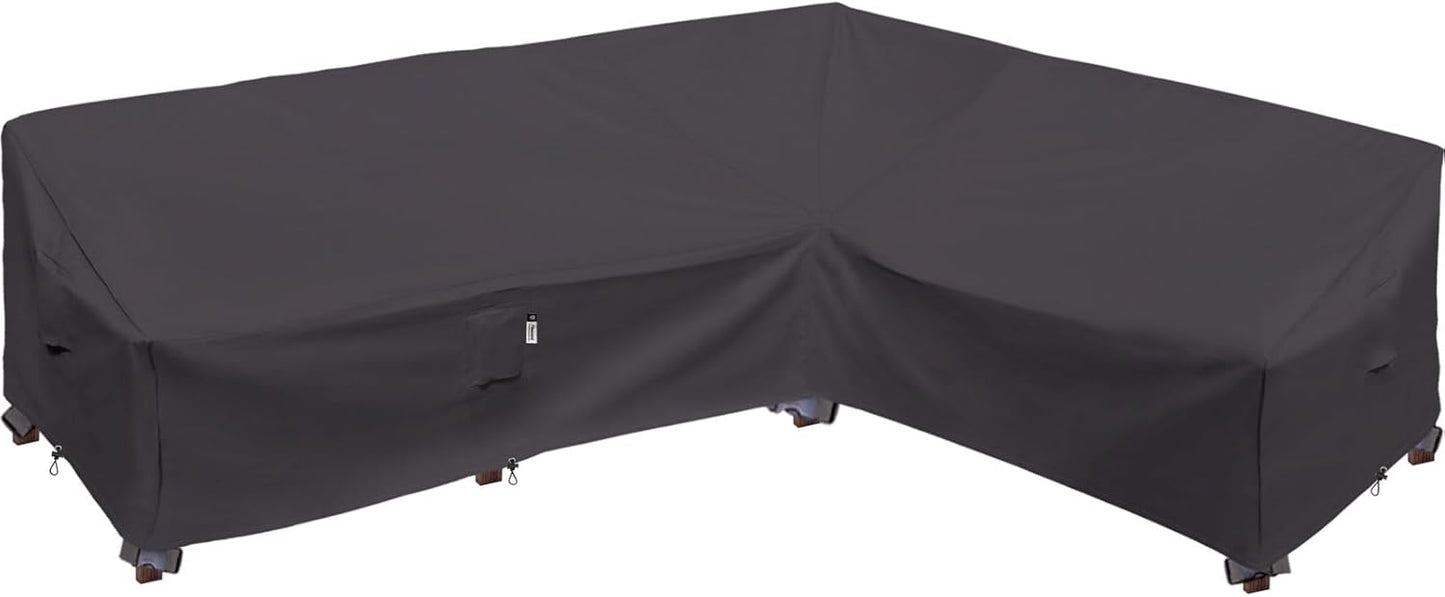Heavy Duty Outdoor Sectional Sofa Cover, 120"X90" L-Shaped Waterproof 600D Patio Furniture Covers, Lawn Patio Couch Protector(Desert Khaki, L-Shaped-Right Facing-120 x90)