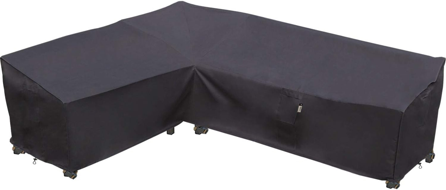Heavy Duty Outdoor Sectional Sofa Cover, 120"X90" L-Shaped Waterproof 600D Patio Furniture Covers, Lawn Patio Couch Protector(Desert Khaki, L-Shaped-Right Facing-120 x90)