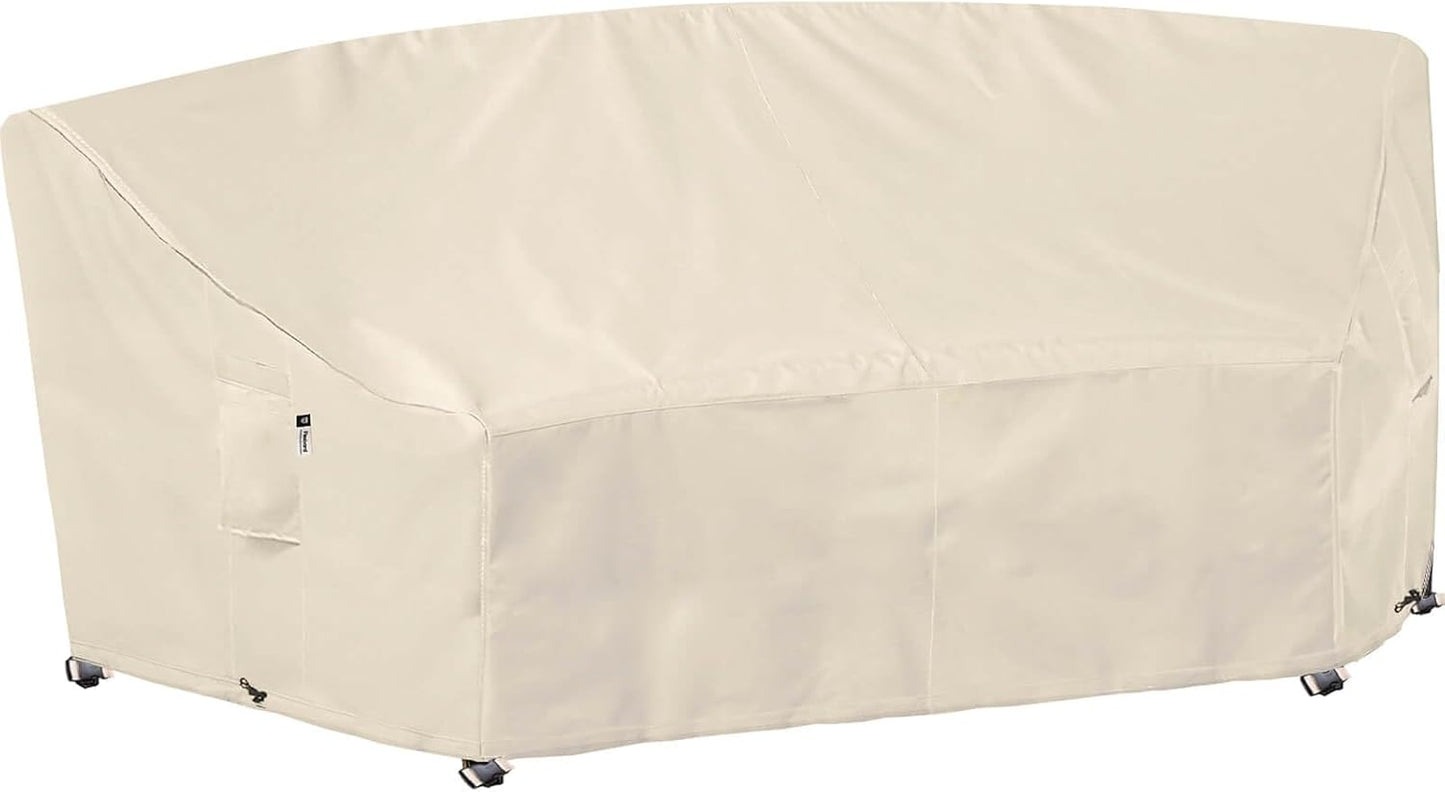 Heavy Duty Outdoor Sectional Sofa Cover, 120"X90" L-Shaped Waterproof 600D Patio Furniture Covers, Lawn Patio Couch Protector(Desert Khaki, L-Shaped-Right Facing-120 x90)