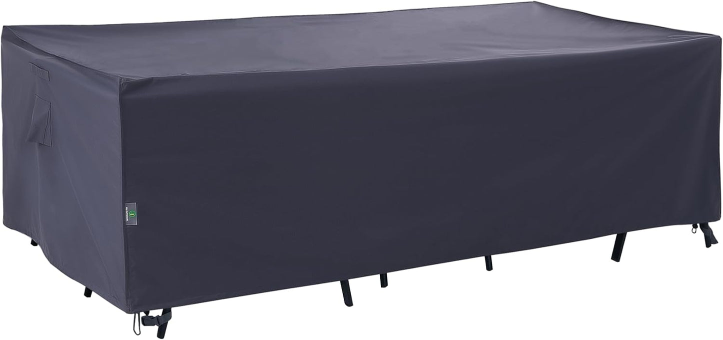 F&J Outdoors Heavy Duty Waterproof Anti-UV Rip-stop Fabric Large Patio Furniture Covers, Grey, 126"x83"x27.5"