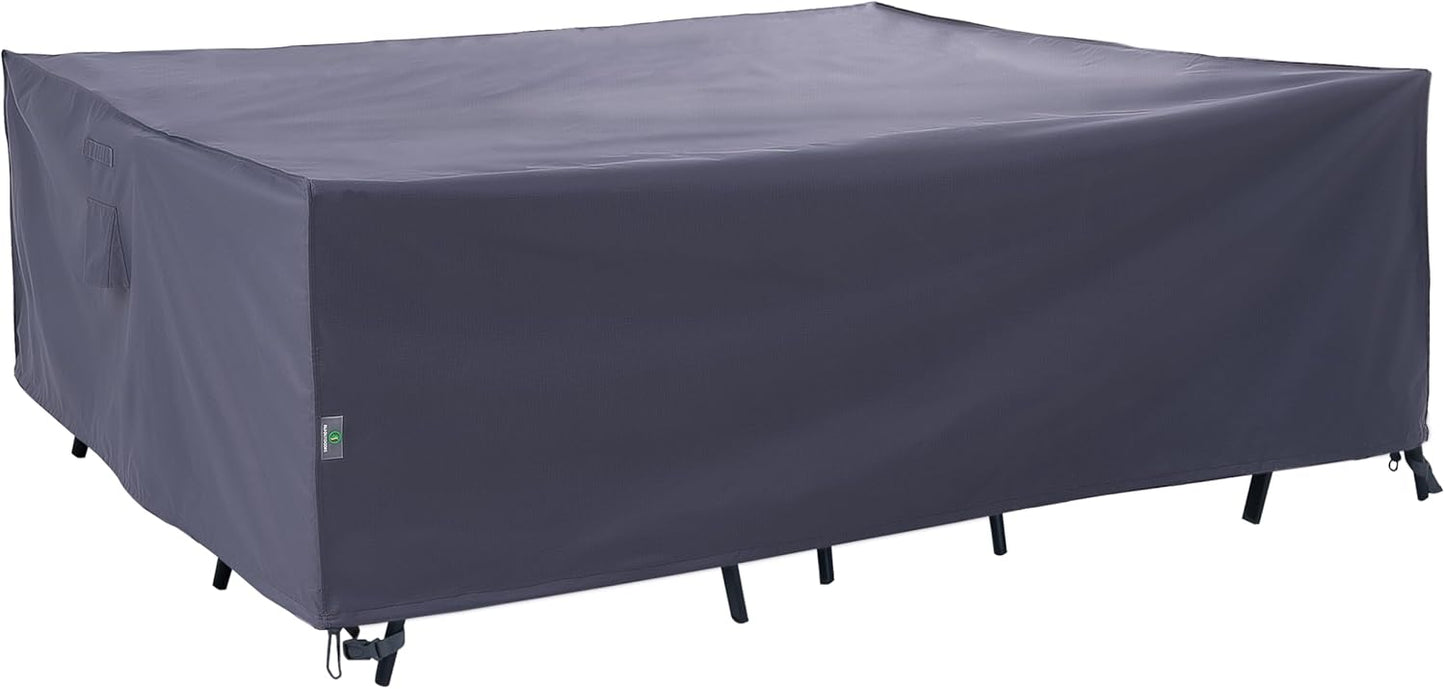 F&J Outdoors Heavy Duty Waterproof Anti-UV Rip-stop Fabric Large Patio Furniture Covers, Grey, 126"x83"x27.5"