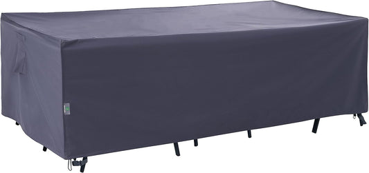 F&J Outdoors Heavy Duty Waterproof Anti-UV Rip-stop Fabric Large Patio Furniture Covers, Grey, 126"x83"x27.5"