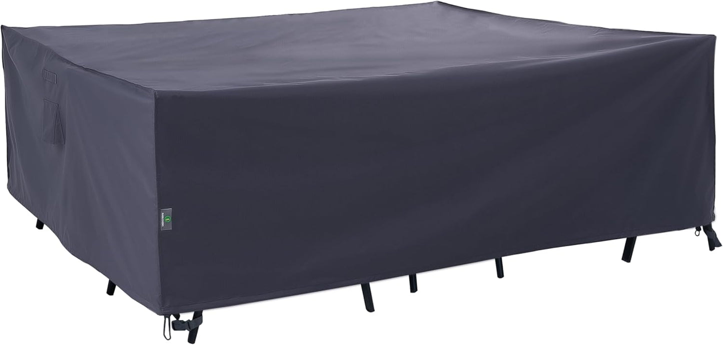 F&J Outdoors Heavy Duty Waterproof Anti-UV Rip-stop Fabric Large Patio Furniture Covers, Grey, 126"x83"x27.5"