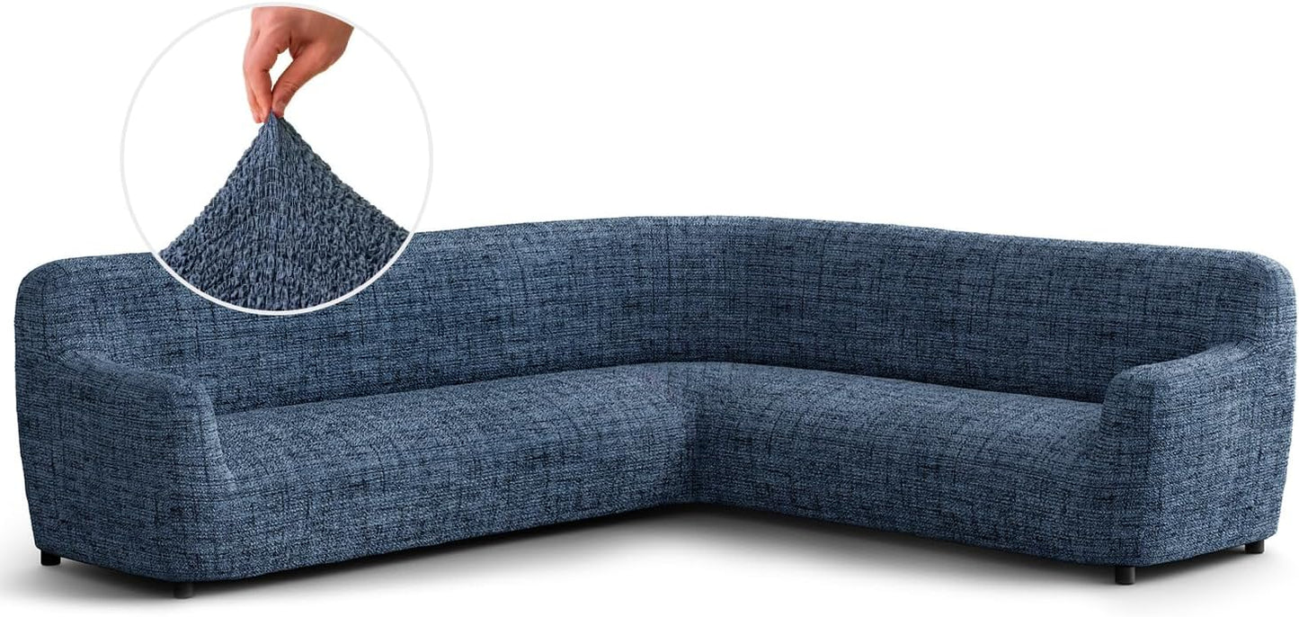 PAULATO BY GA.I.CO. Corner Sectional Couch Cover - Extra Large L-Shape Couch Slipcover - Washable Printed Sofa Covers - 1-Piece Form Fit Protector - Microfibra Print - Vittoria Grey (Corner Sofa)