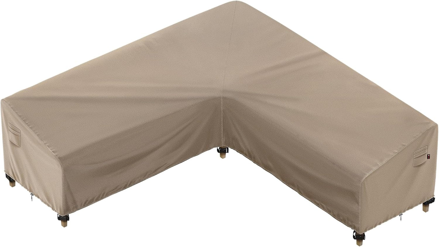 iBirdie Outdoor Patio Furniture Cover fit 130" x 100", 128" x 99", 126" x 98" L-Shaped Sectional Sofa, Waterproof Weatherproof Heavy Duty 600D Garden Cover for Outside L Shape Couch