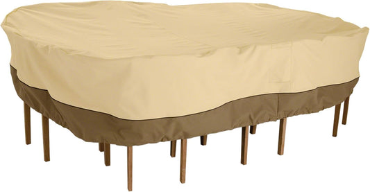 Classic Accessories Veranda Water-Resistant 128 Inch Rectangular/Oval Patio Table & Chair Set Cover, Outdoor Table Cover