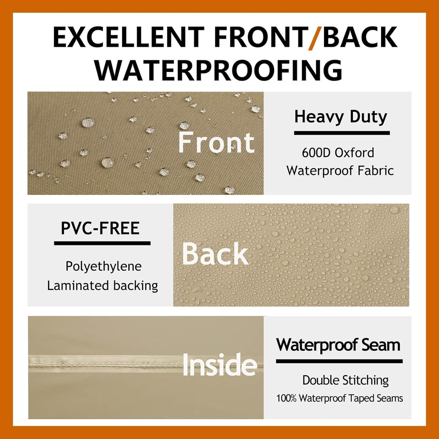 Heavy Duty Outdoor Sectional Sofa Cover, 120"X90" L-Shaped Waterproof 600D Patio Furniture Covers, Lawn Patio Couch Protector(Desert Khaki, L-Shaped-Right Facing-120 x90)