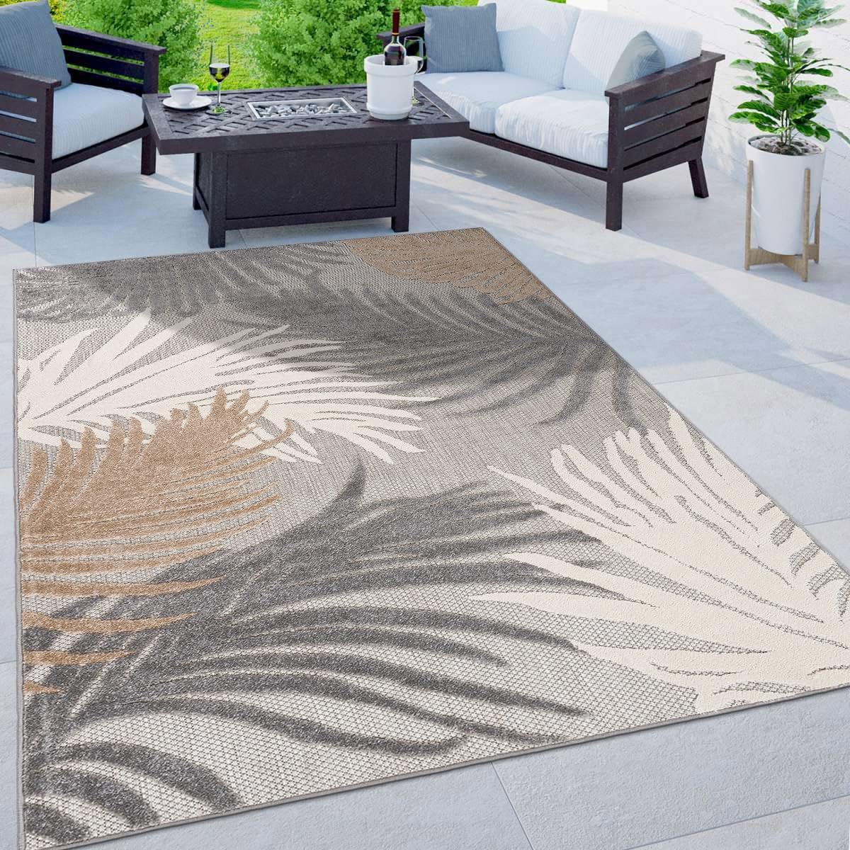 Rugshop Multi Lucca Contemporary Floral Indoor/Outdoor Area Rug Durable Polypropylene, Weather Resistant, Easy Maintenance, Perfect for Patio, Backyard, Deck and Outdoor Lounge 6'6" x 9'
