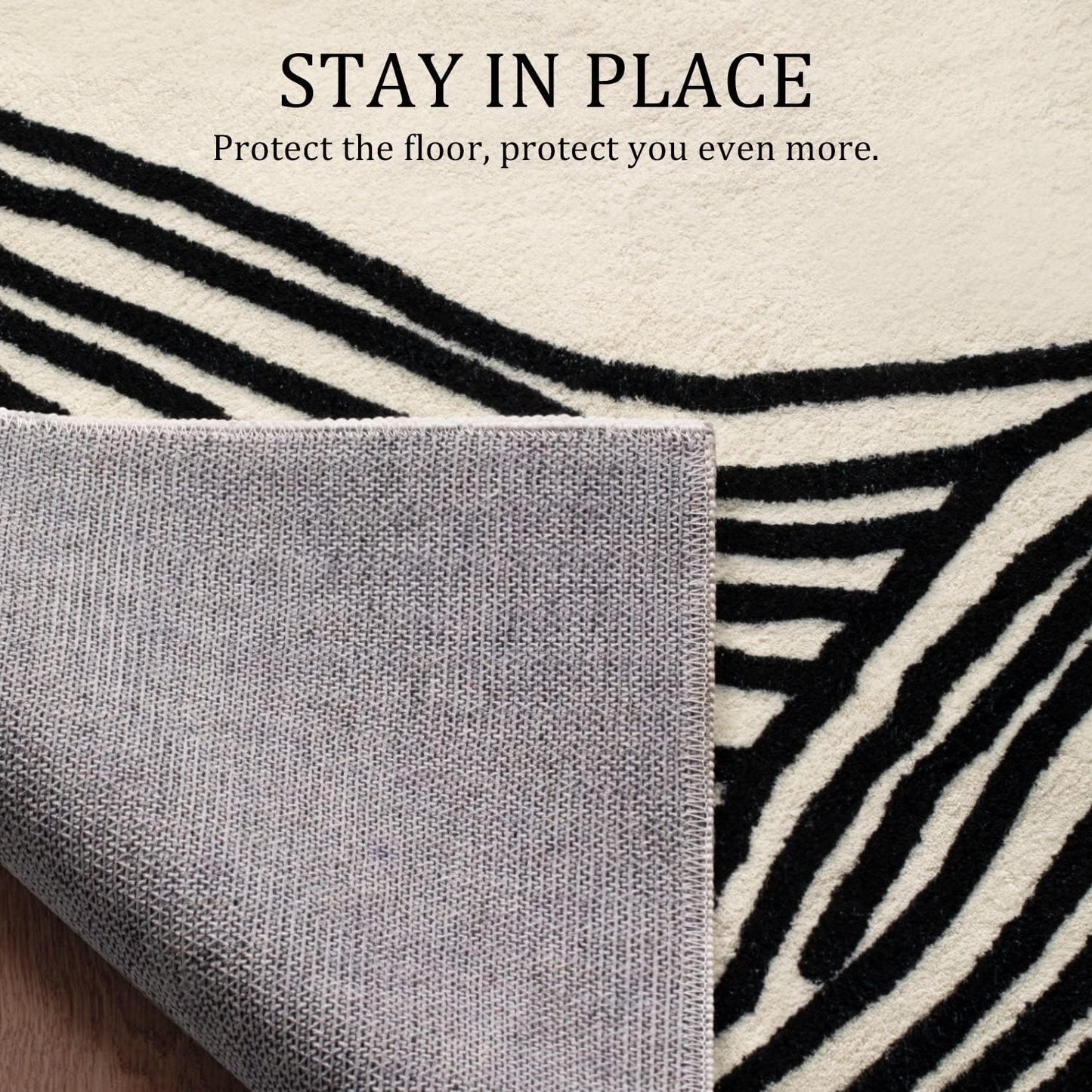 YIHOUSE 9×12 Ft Washable Rug, Black and White Abstract Area Rug for Bedroom, Living Room, Dining Room, Office, Playroom, Nursery, Ultra Thin Nonslip Modern Large Rugs Soft Contemporary Striped Rugs
