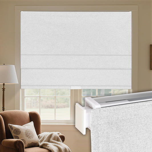 Grandekor No Drill Cordless Roman Shades for Windows,70W x 64H,Blackout Fabric Blinds for Indoor Windows,UV Privacy Protection Thermal Insulated,Easy Install,Blocking Roman Blinds for Home,White