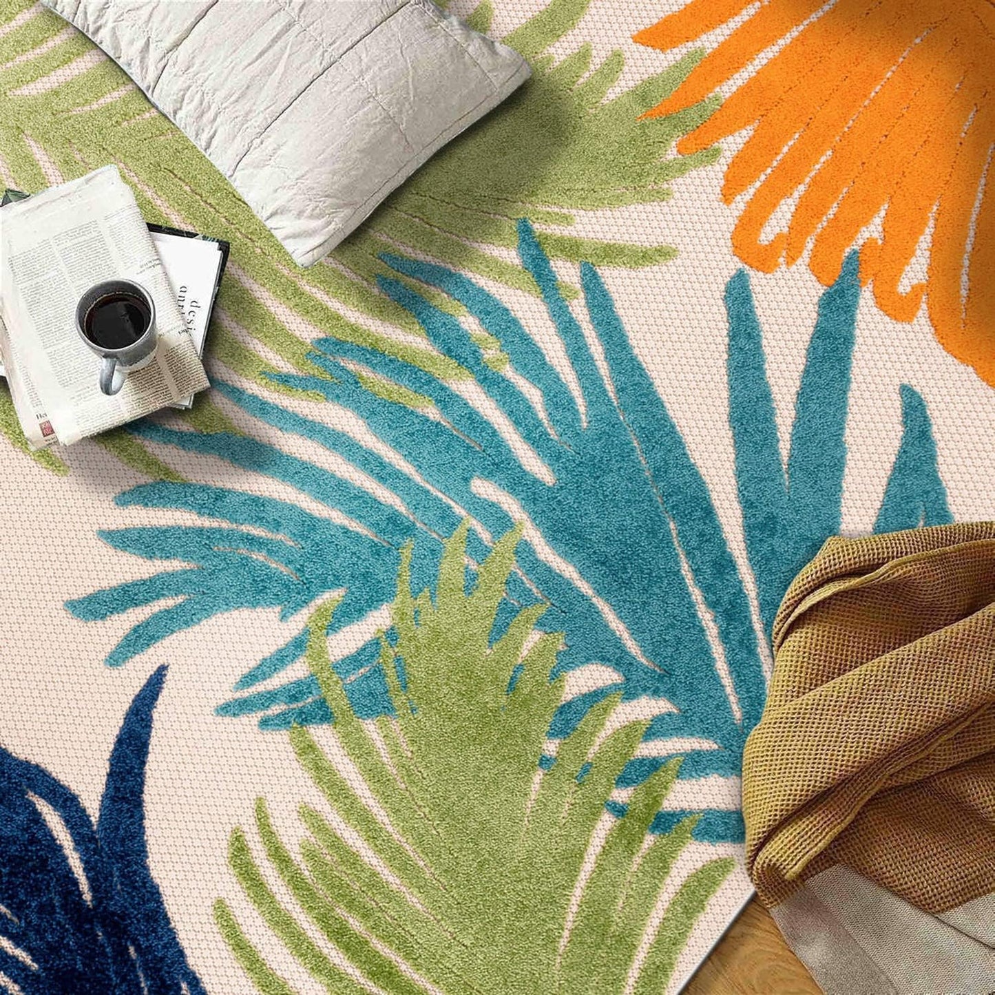 Rugshop Multi Lucca Contemporary Floral Indoor/Outdoor Area Rug Durable Polypropylene, Weather Resistant, Easy Maintenance, Perfect for Patio, Backyard, Deck and Outdoor Lounge 6'6" x 9'
