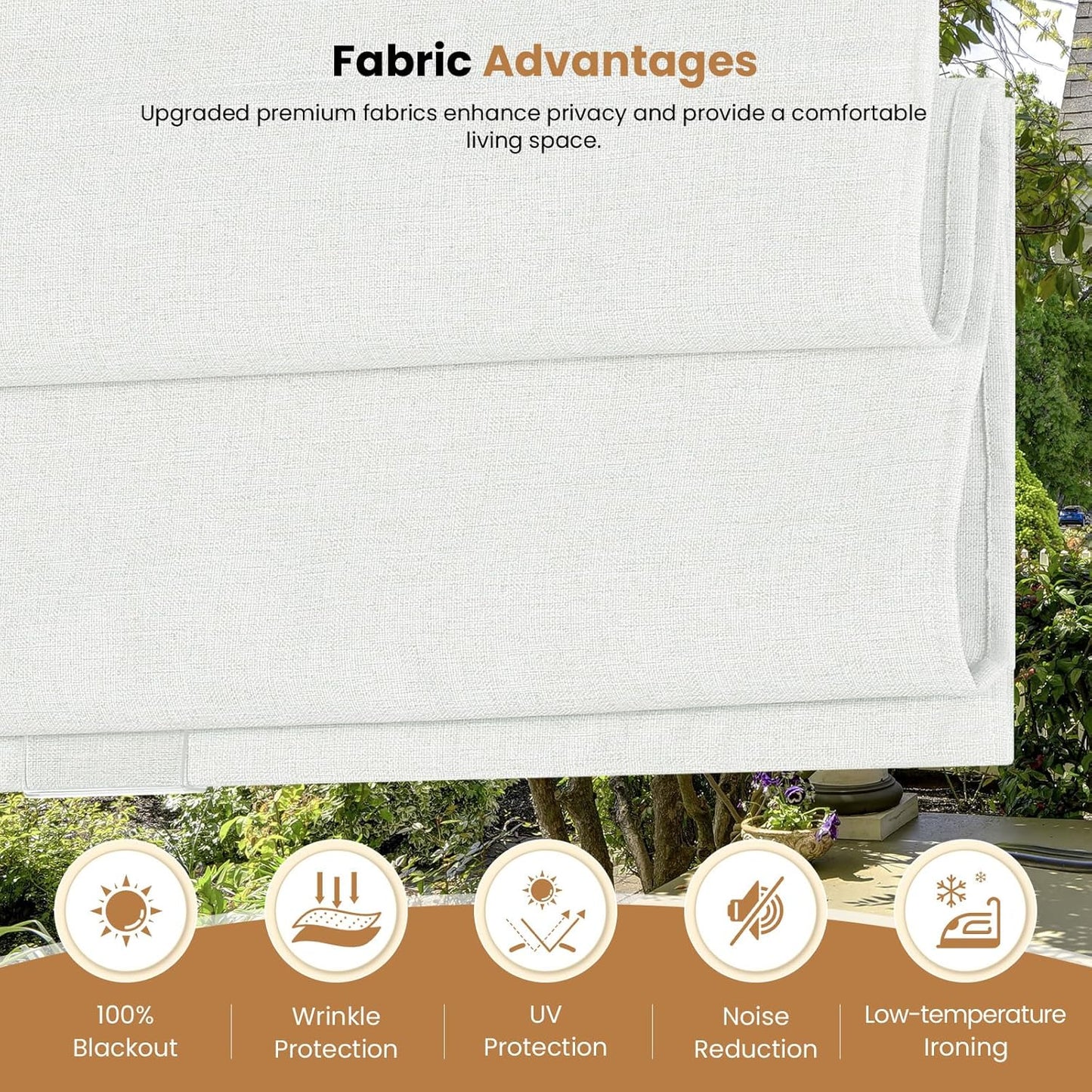Grandekor No Drill Cordless Roman Shades for Windows,70W x 64H,Blackout Fabric Blinds for Indoor Windows,UV Privacy Protection Thermal Insulated,Easy Install,Blocking Roman Blinds for Home,White