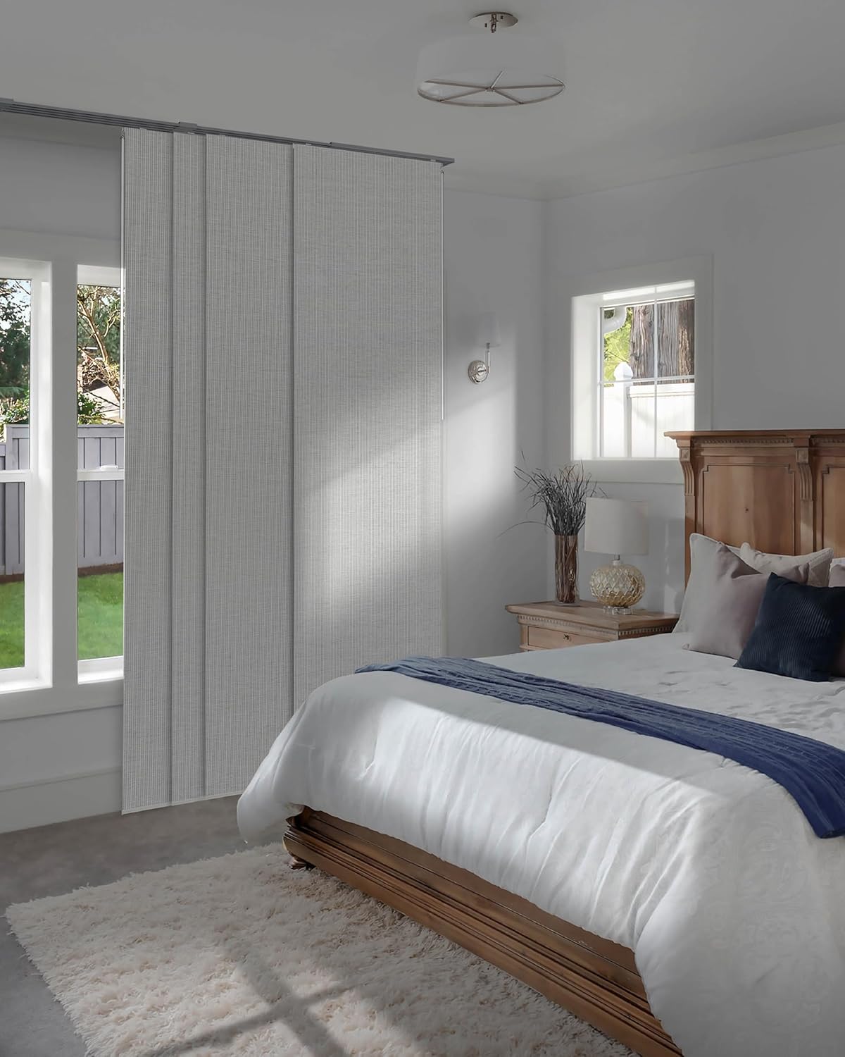 GoDear Design 99.99% Blackout Adjustable Sliding Vertical Blinds for Windows, Privacy Shades for Patio Doors, Extendable Track from 45.8" to 86" W, Trimmable Panel Curtains Up to 96" H, Inky