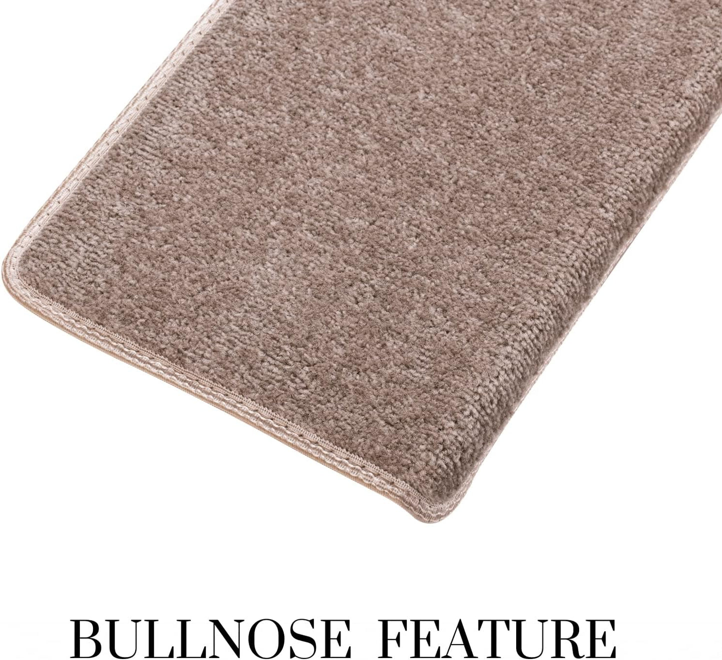 Carpet Stair Treads – Non-Slip Bullnose Carpet for Stairs – Indoor Stair Pads – Self-Adhesive – Skid Resistant & Washable – 14- Pack Tuscany 9.5" x 30"x 1.3"