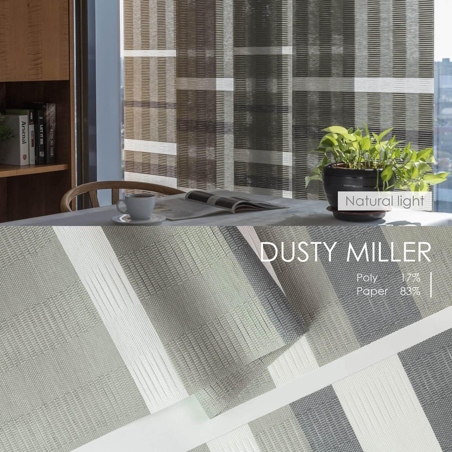 GoDear Design Adjustable Sliding Panel Track Blinds for Doors 45.8"- 86" W x 96" H, Extendable Vertical Blinds for Sliding Glass Doors, Trimmable Natural Woven Fabric Vertical Shades, Dusty Miller