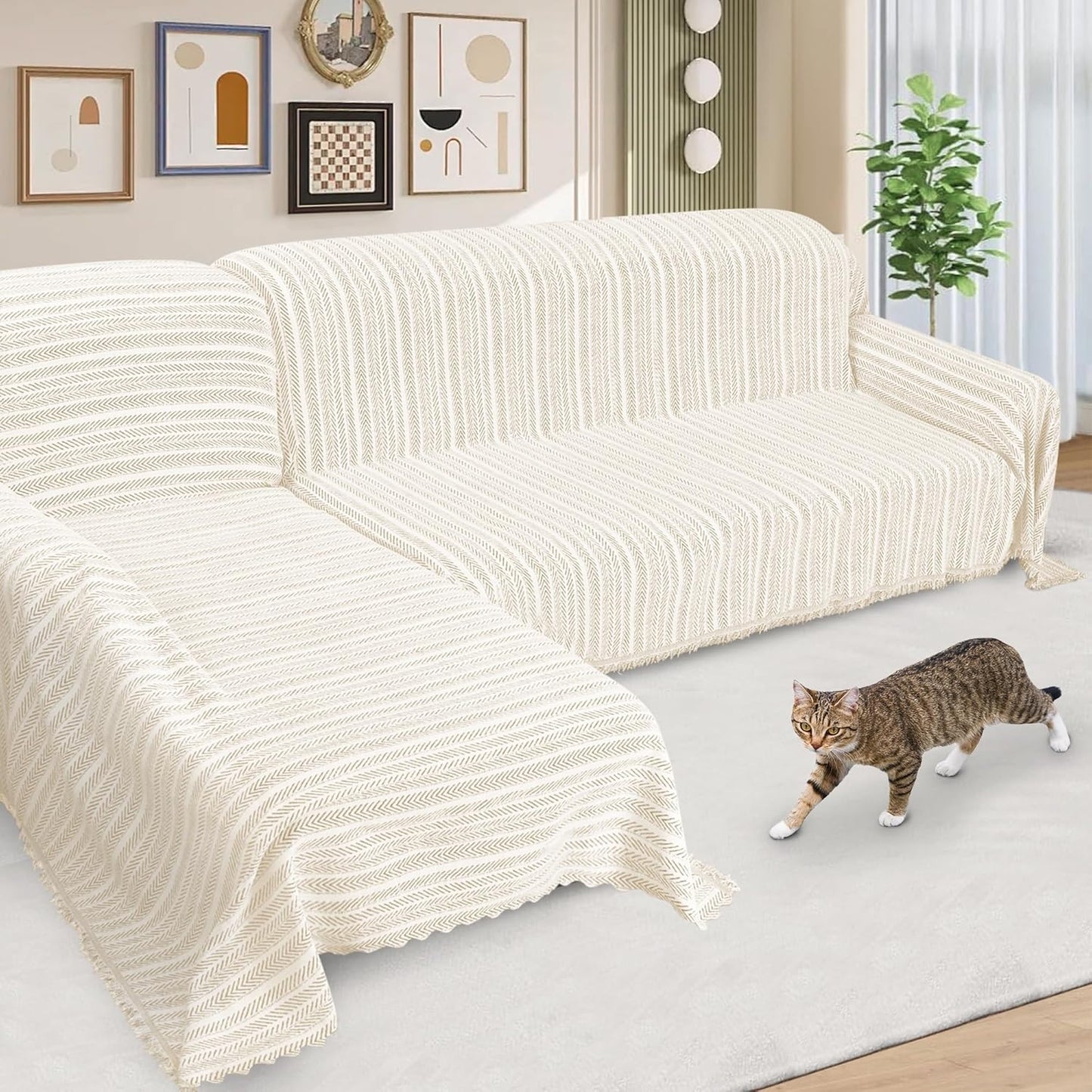 ALIECOM Sectional Couch Covers L Shape Sectional Sofa Cover for Dogs 2 Piece Thick Chenille L Shaped Couch Cover Blanket Chaise Sofa Slipcovers Pet Furniture Protector Washable (XX-Large, Air Grey)