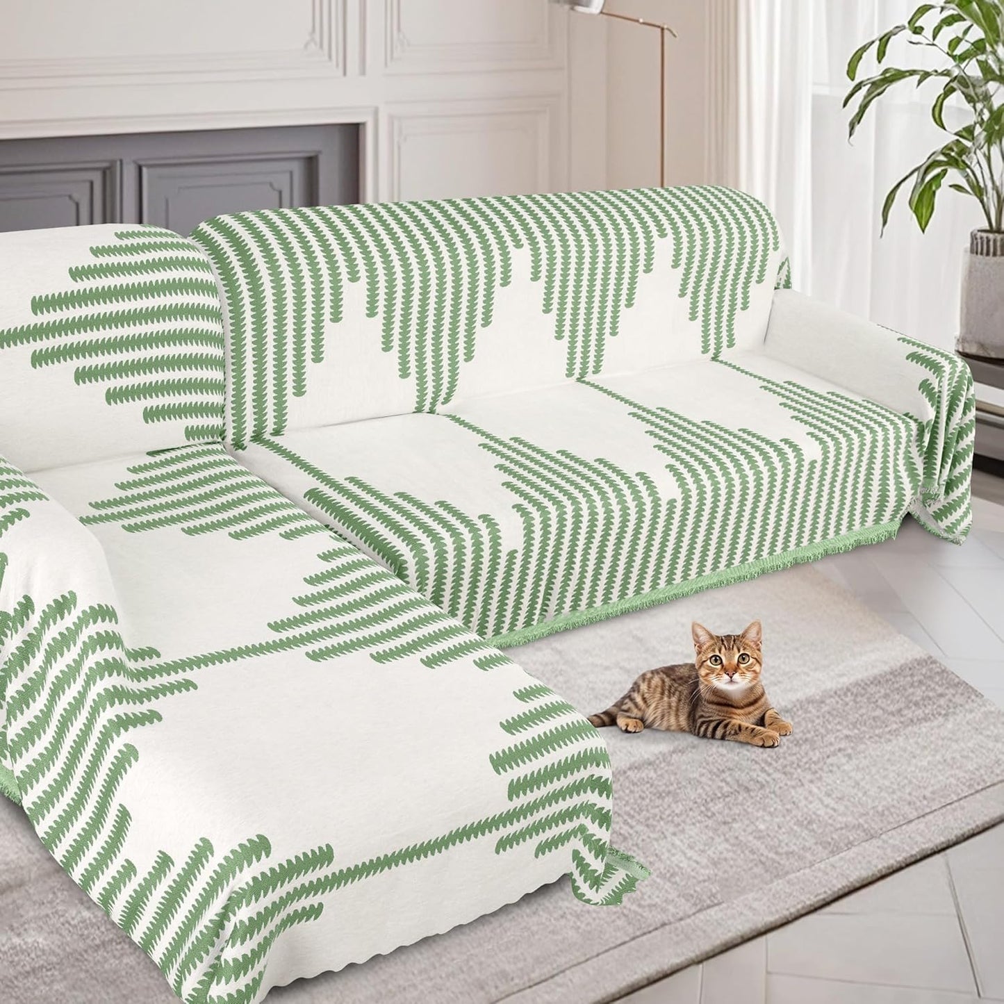 ALIECOM Sectional Couch Covers L Shape Sectional Sofa Cover for Dogs 2 Piece Thick Chenille L Shaped Couch Cover Blanket Chaise Sofa Slipcovers Pet Furniture Protector Washable (XX-Large, Air Grey)