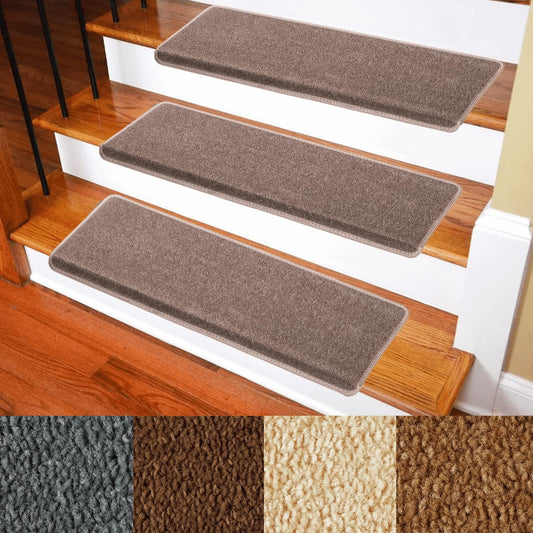 Carpet Stair Treads – Non-Slip Bullnose Carpet for Stairs – Indoor Stair Pads – Self-Adhesive – Skid Resistant & Washable – 14- Pack Tuscany 9.5" x 30"x 1.3"