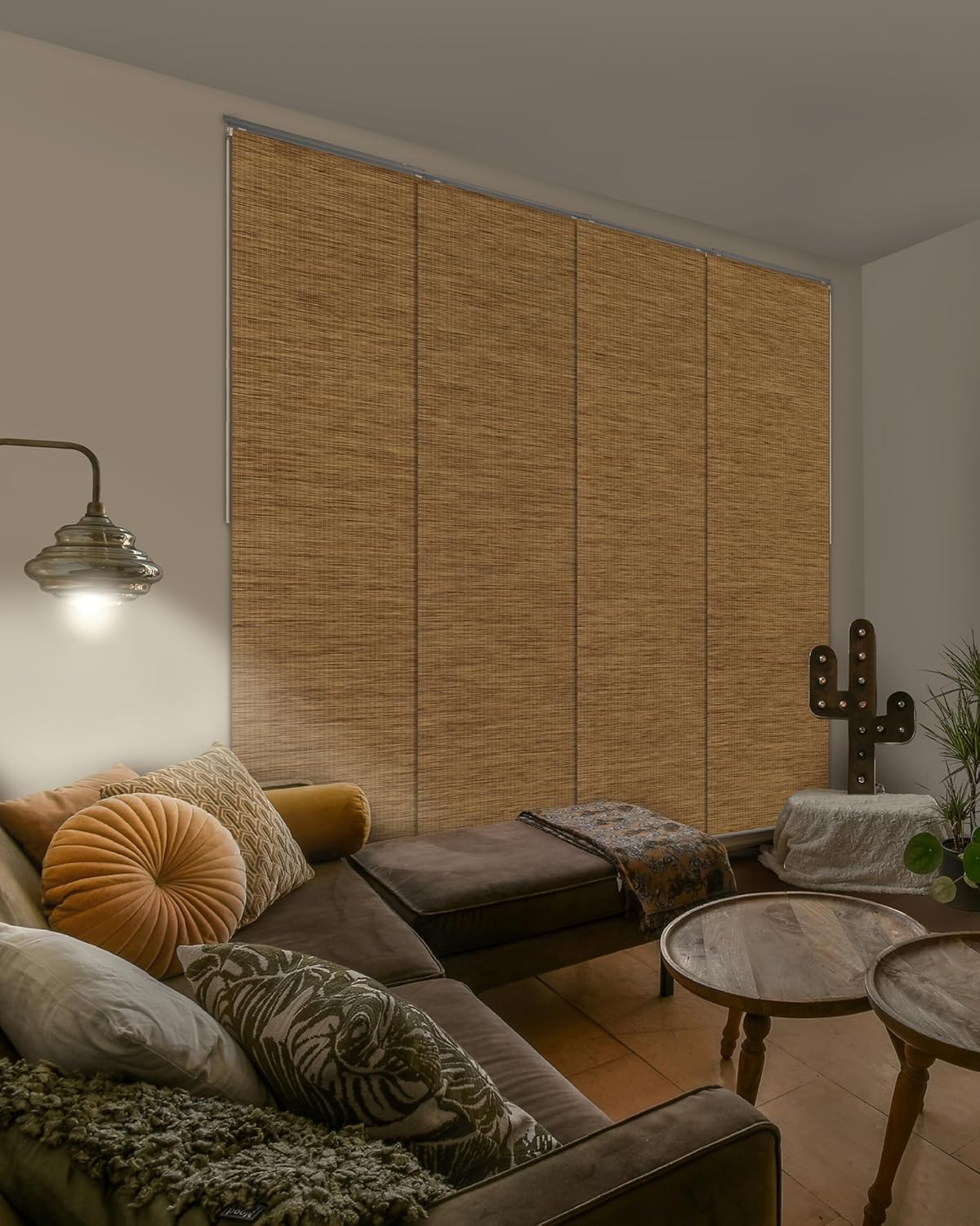 GoDear Design 99.99% Blackout Adjustable Sliding Vertical Blinds for Windows, Privacy Shades for Patio Doors, Extendable Track from 45.8" to 86" W, Trimmable Panel Curtains Up to 96" H, Inky
