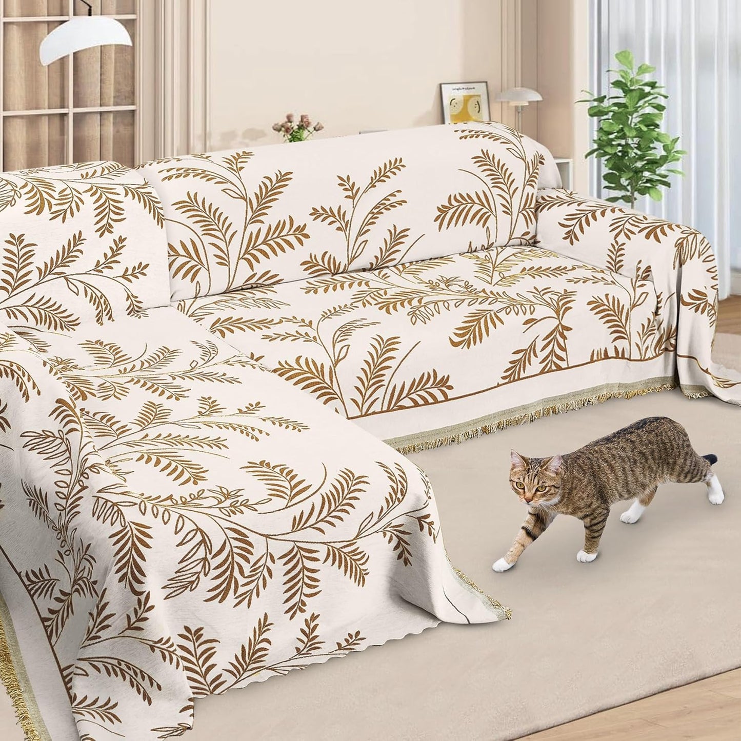 ALIECOM Sectional Couch Covers L Shape Sectional Sofa Cover for Dogs 2 Piece Thick Chenille L Shaped Couch Cover Blanket Chaise Sofa Slipcovers Pet Furniture Protector Washable (XX-Large, Air Grey)