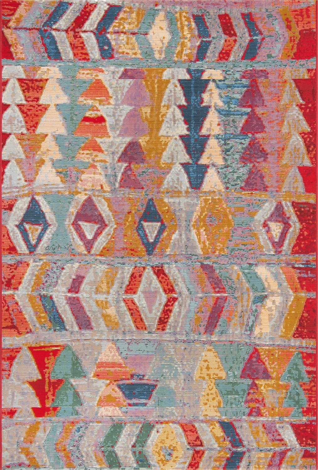 Unique Loom Outdoor Modern Collection Area Rug - Tamarindo (5' 3" x 8' Rectangle, Multi/ Burgundy)
