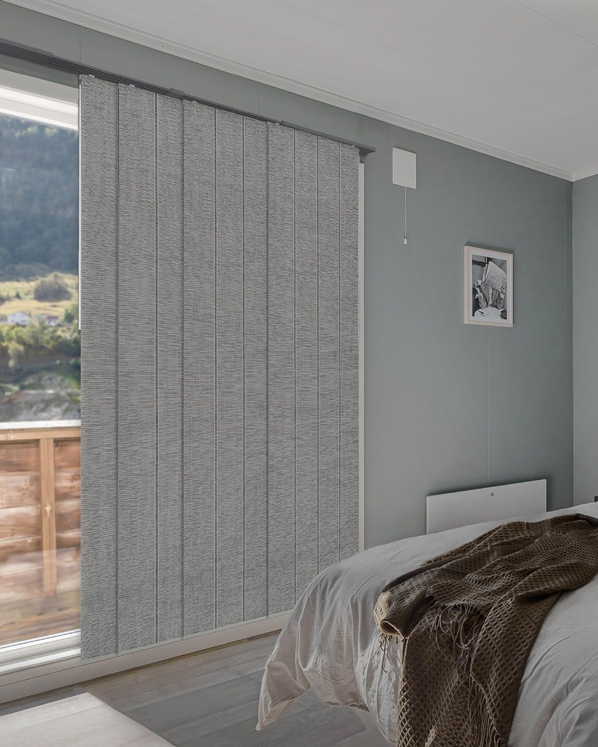 GoDear Design 99.99% Blackout Adjustable Sliding Vertical Blinds for Windows, Privacy Shades for Patio Doors, Extendable Track from 45.8" to 86" W, Trimmable Panel Curtains Up to 96" H, Inky