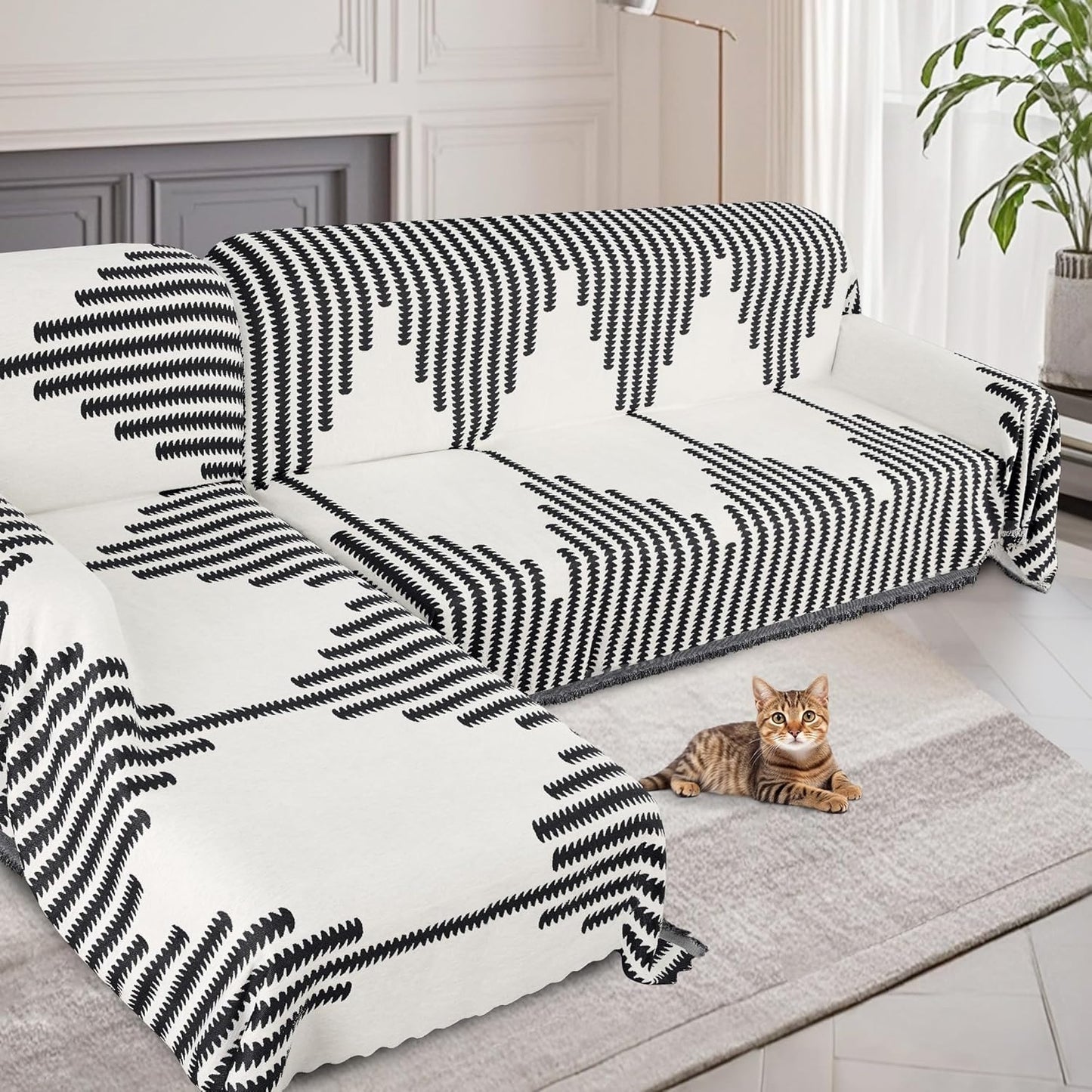ALIECOM Sectional Couch Covers L Shape Sectional Sofa Cover for Dogs 2 Piece Thick Chenille L Shaped Couch Cover Blanket Chaise Sofa Slipcovers Pet Furniture Protector Washable (XX-Large, Air Grey)