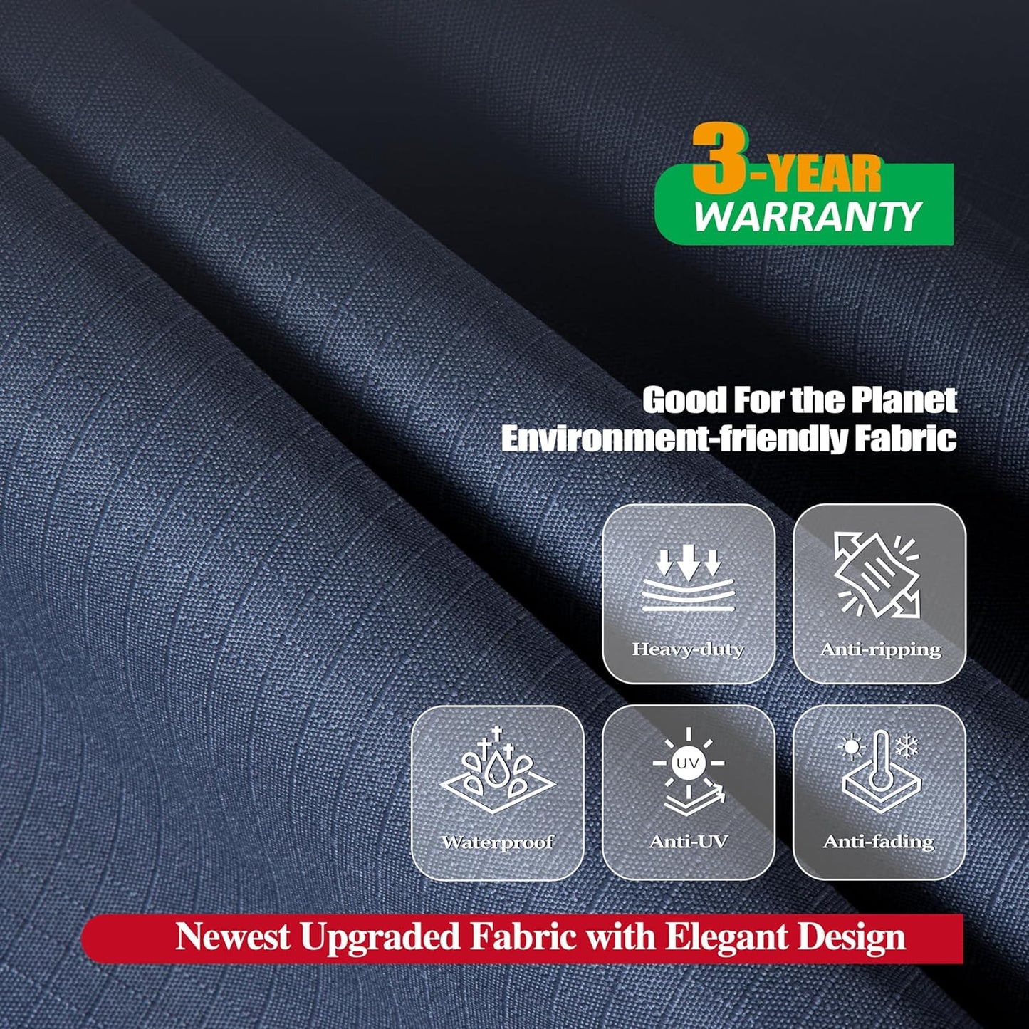 F&J Outdoors Heavy Duty Waterproof Anti-UV Rip-stop Fabric Large Patio Furniture Covers, Grey, 126"x83"x27.5"