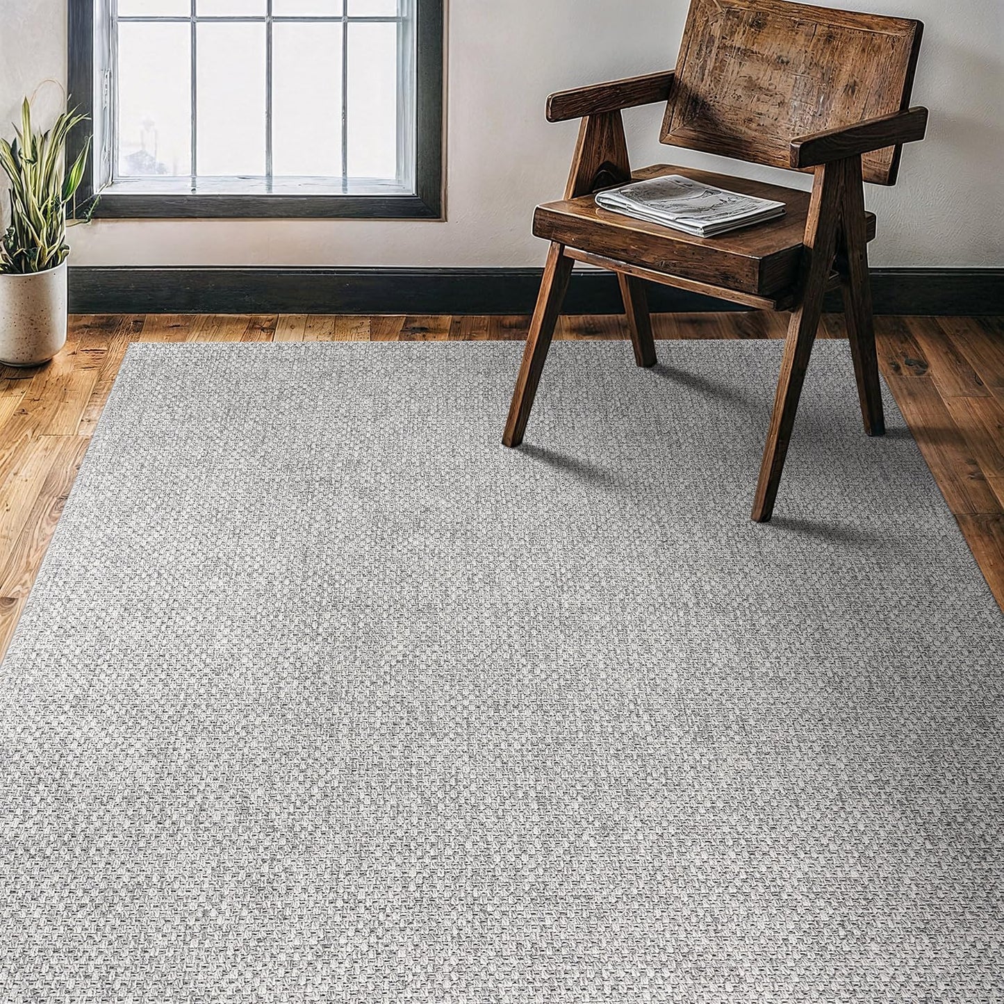 CAMILSON Easy Jute Rug 10x14, Indoor Outdoor Natural Color Fiber Area Rugs for Living Room Patio and Kitchen Rug Herringbone Woven Design Easy-Cleaning Washable Outside Carpet Alfombras 10 x 14